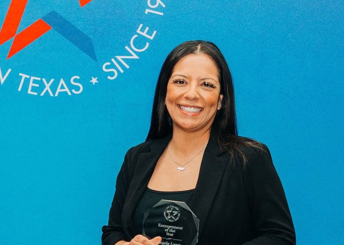 Angela Lopez of The Dessert Bar receiving Entrepreneur of the Year award